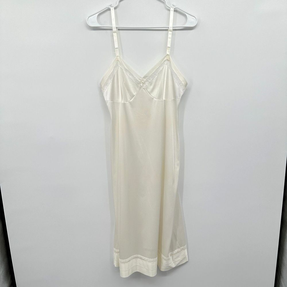 Vintage Lorraine‎ Slip Dress Size 34 Tall Small Silky Adjustable Embroidered USA